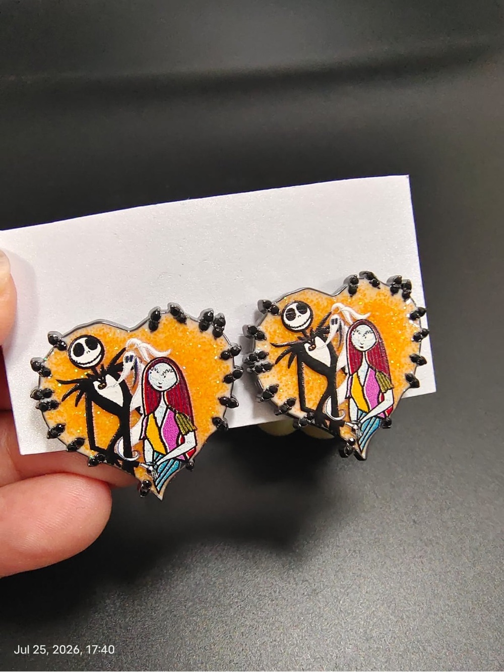 NWOT Disney BaubleBar Nightmare Before Christmas Jack Sally Heart Stud Earrings
